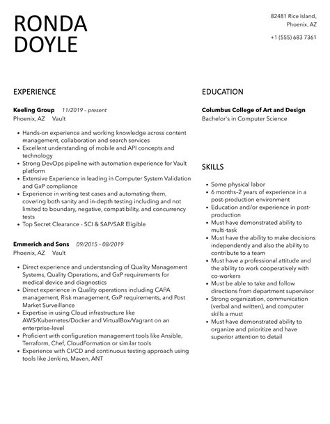 Vault Resume Sample .